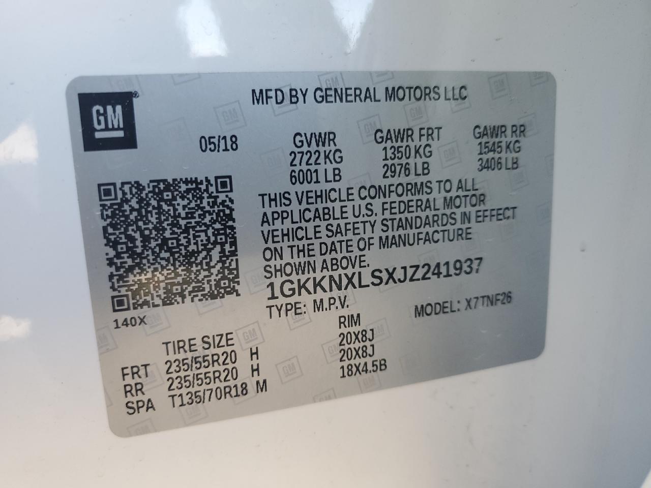 2018 GMC Acadia Denali VIN: 1GKKNXLSXJZ241937 Lot: 45443994