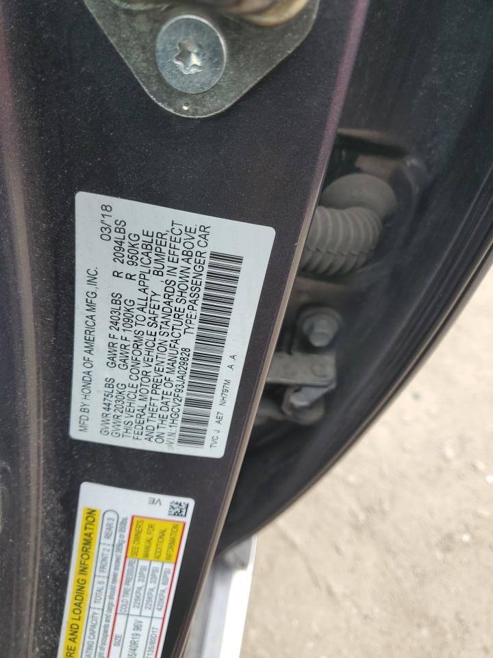 1HGCV2F93JA029828 2018 Honda Accord Touring