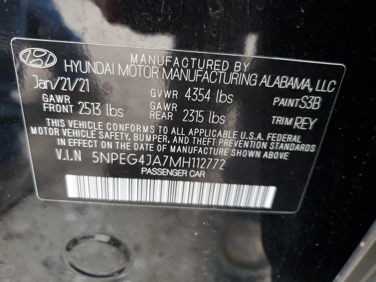 5NPEG4JA7MH112772 2021 Hyundai Sonata Se