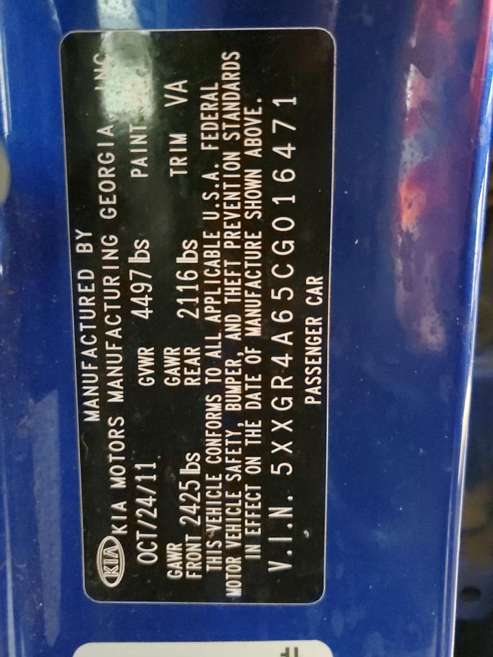 2012 Kia Optima Sx VIN: 5XXGR4A65CG016471 Lot: 49072944