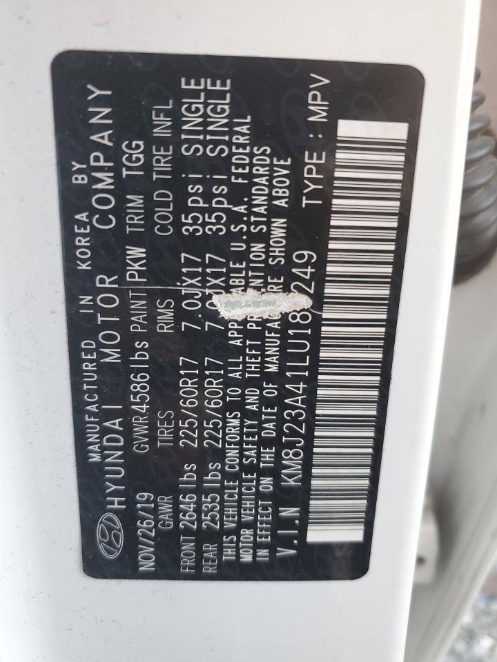 2020 Hyundai Tucson Se VIN: KM8J23A41LU189249 Lot: 62710914