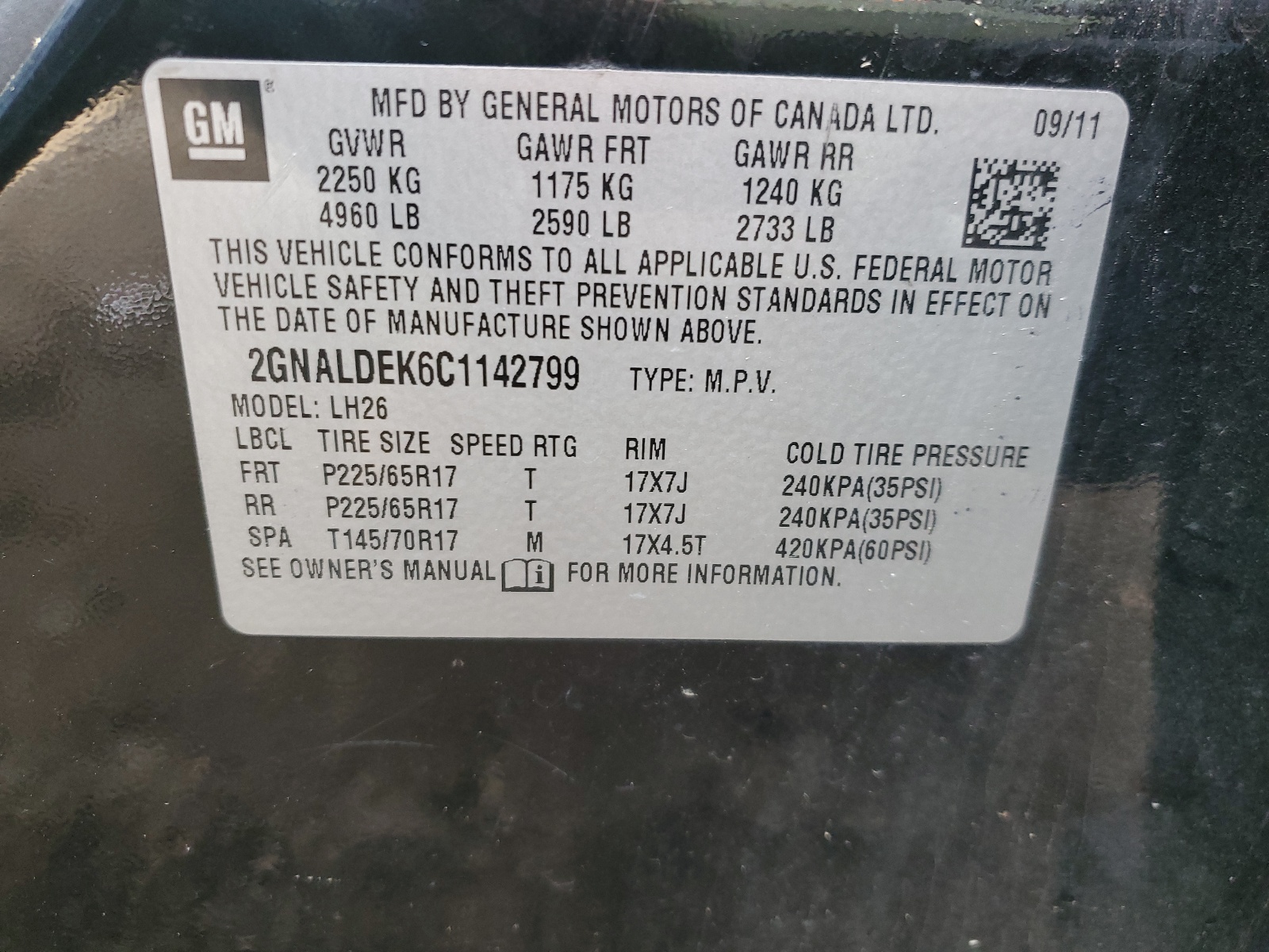 2GNALDEK6C1142799 2012 Chevrolet Equinox Lt