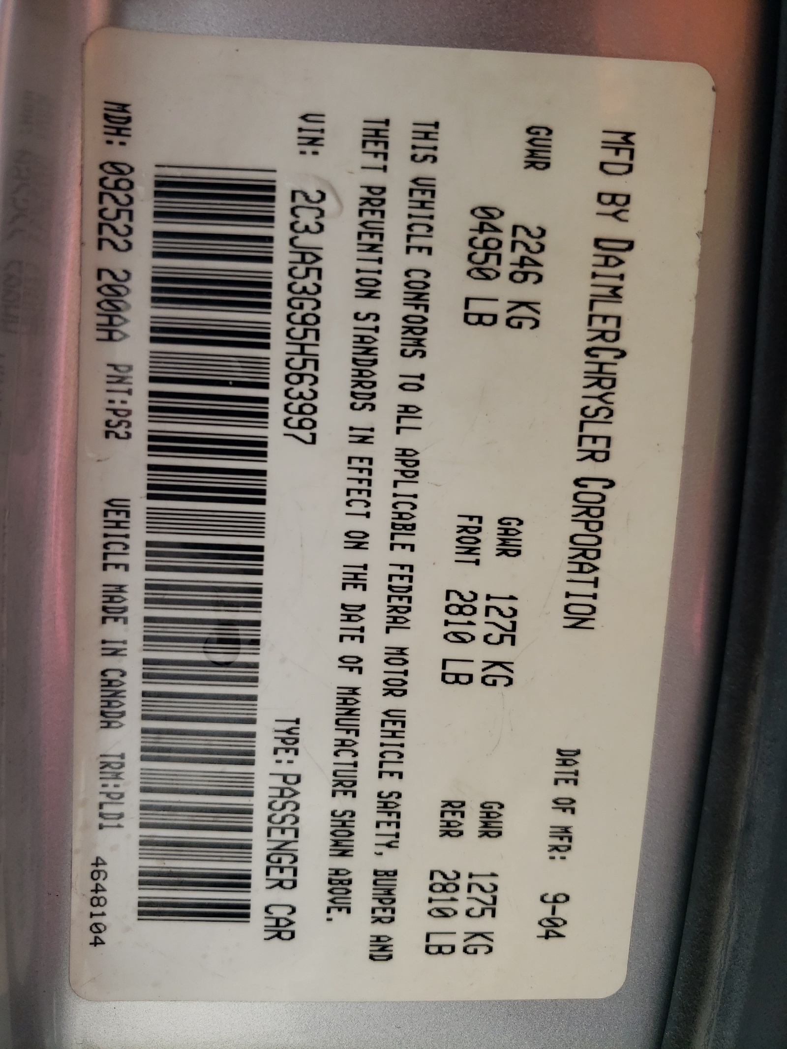 2C3JA53G95H563997 2005 Chrysler 300 Touring