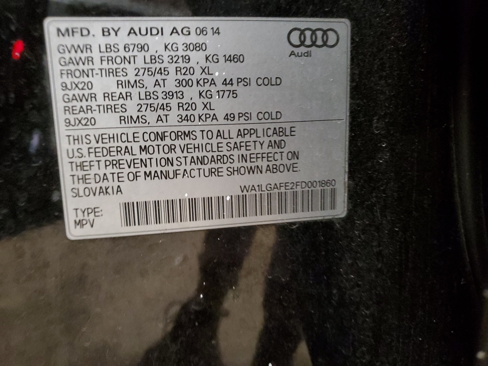 WA1LGAFE2FD001860 2015 Audi Q7 Premium Plus