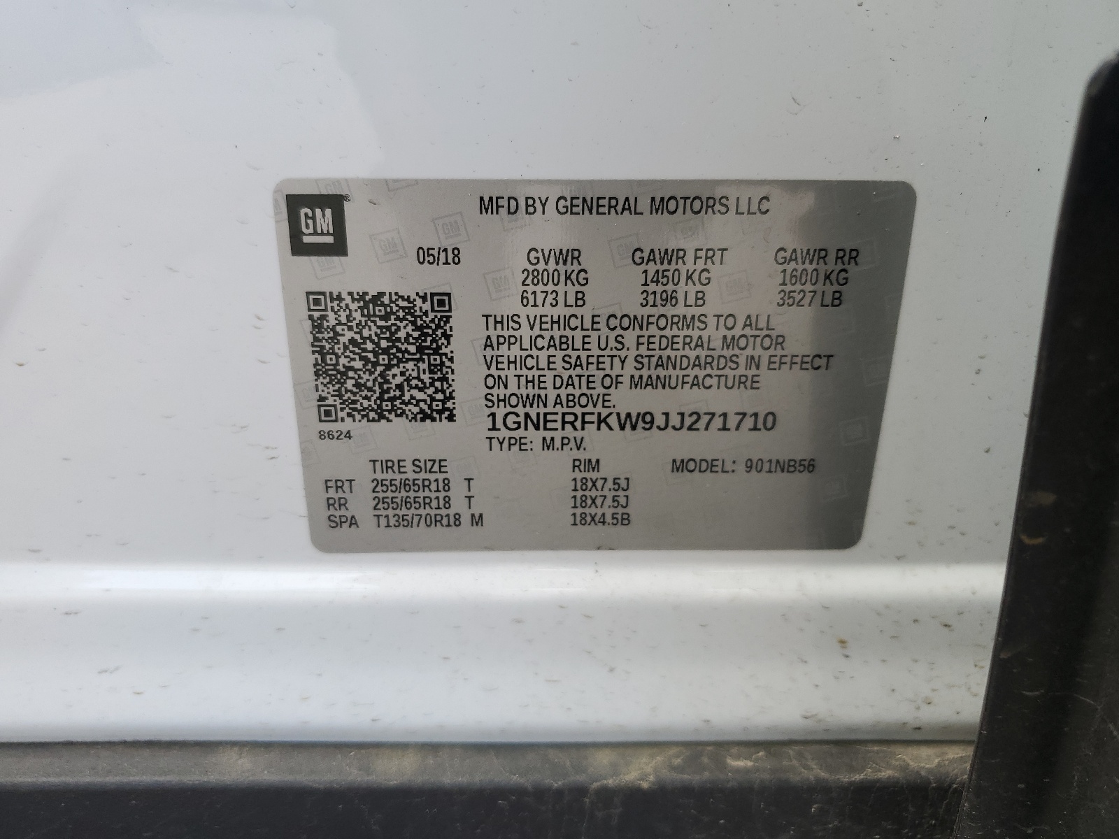 1GENRFKW9JJ271710 2018 Chevrolet Traverse