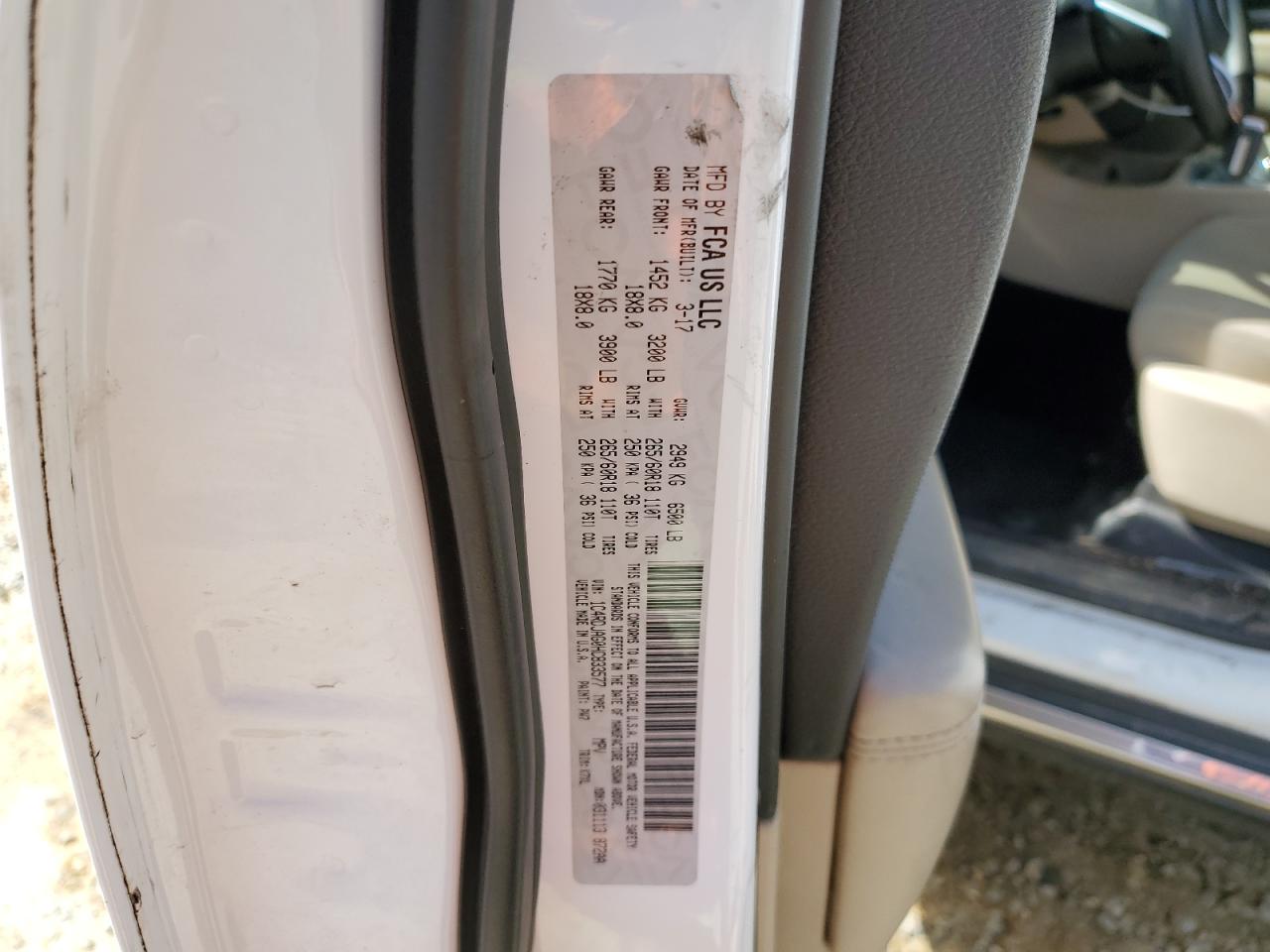 2017 Dodge Durango Sxt VIN: 1C4RDJAG0HC833577 Lot: 46468564