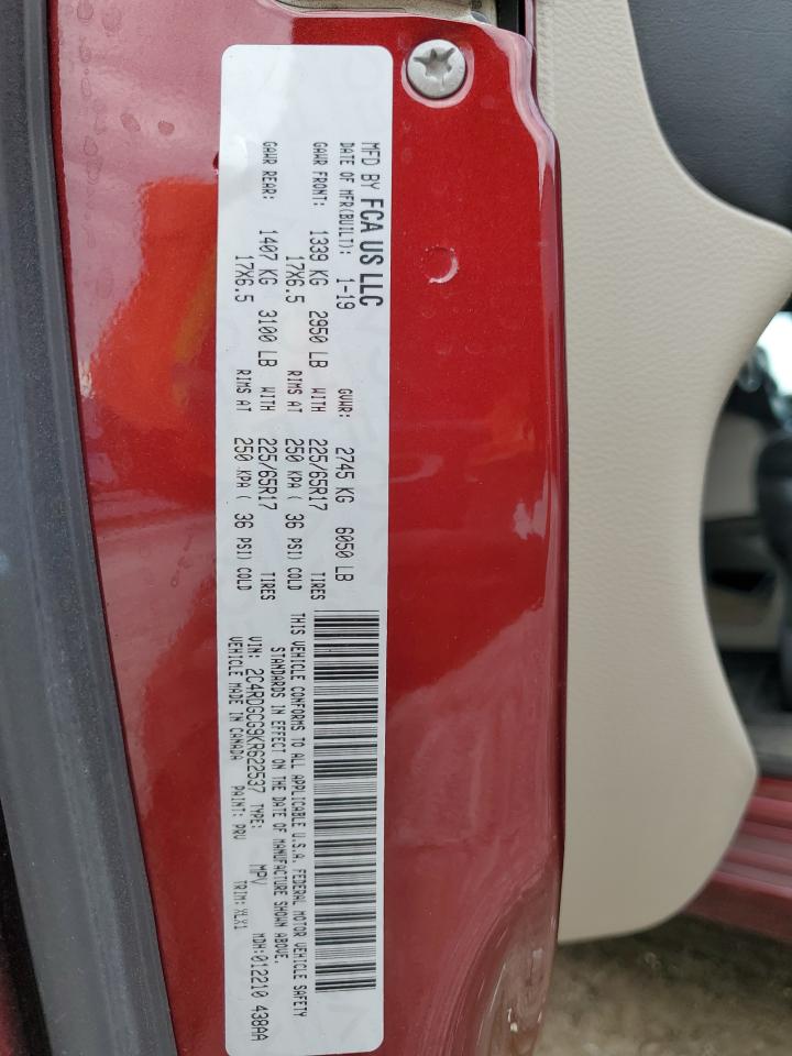 2019 Dodge Grand Caravan Sxt VIN: 2C4RDGCG9KR622537 Lot: 65897514