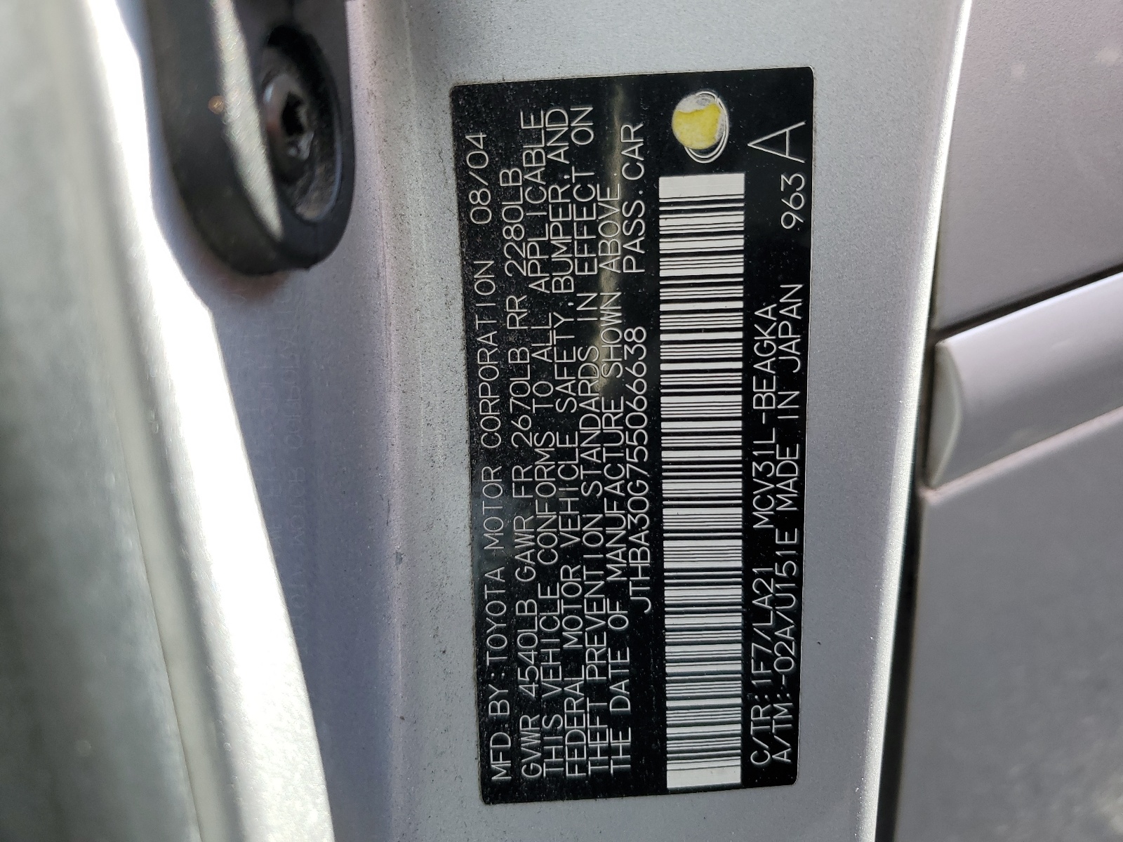 JTHBA30G755066638 2005 Lexus Es 330