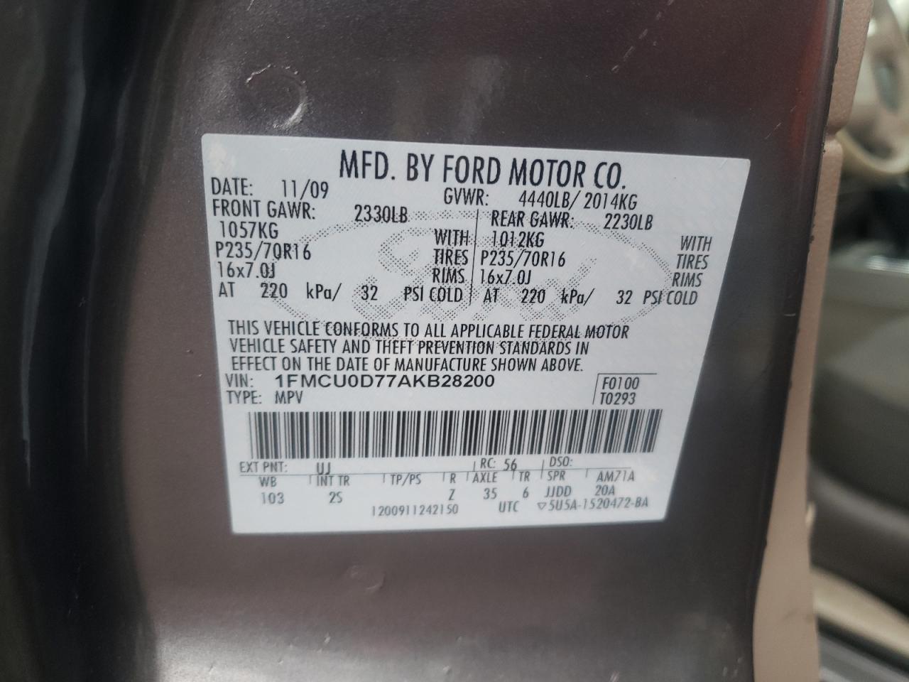 2010 Ford Escape Xlt VIN: 1FMCU0D77AKB28200 Lot: 47822474