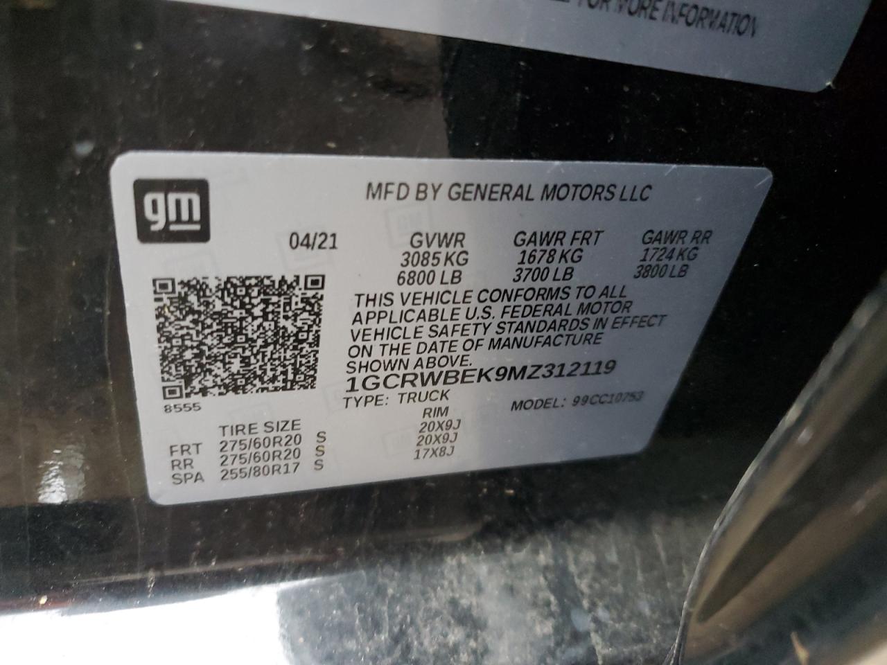 2021 Chevrolet Silverado C1500 Custom VIN: 1GCRWBEK9MZ312119 Lot: 46997164