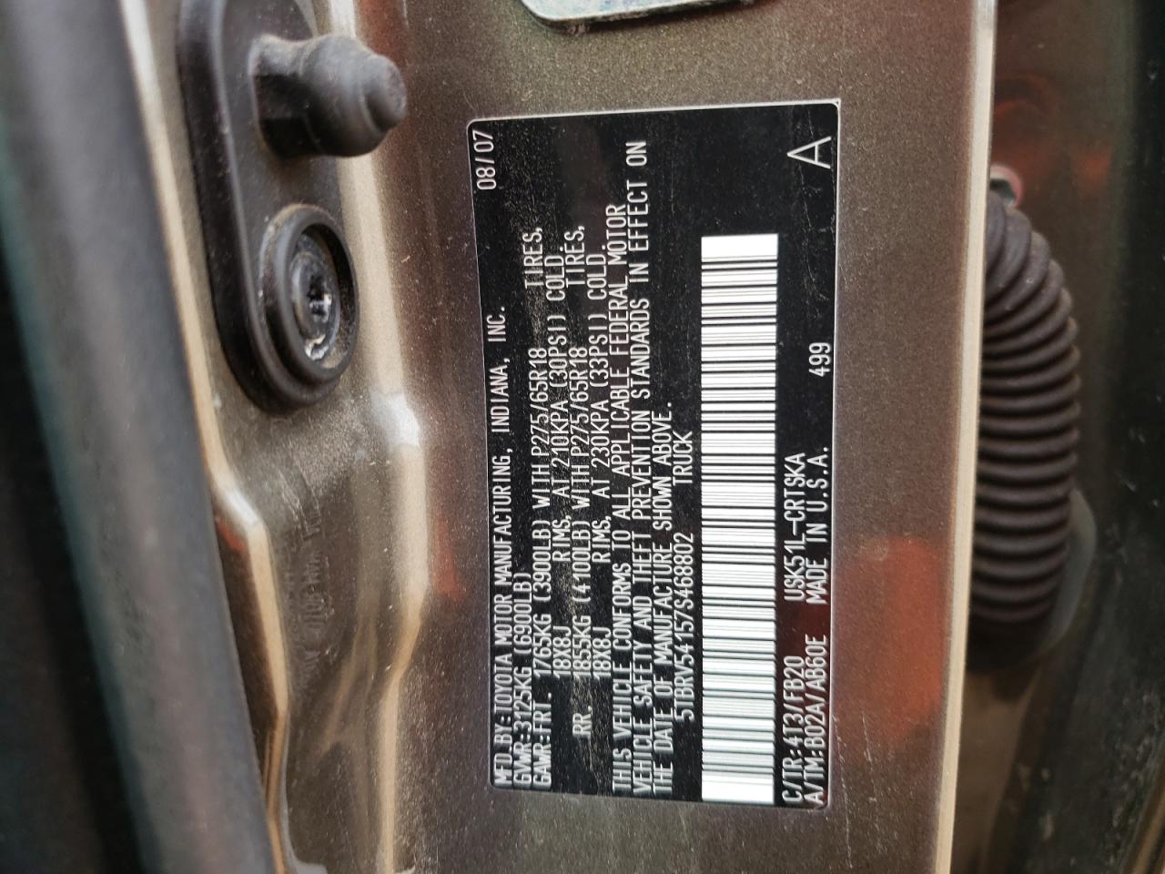 5TBRV54157S468802 2007 Toyota Tundra Double Cab Sr5