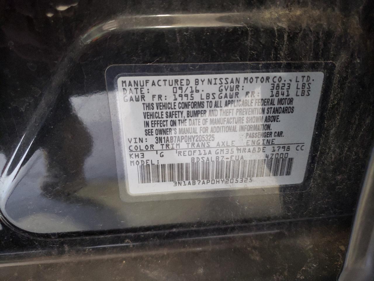 3N1AB7AP0HY205325 2017 Nissan Sentra S