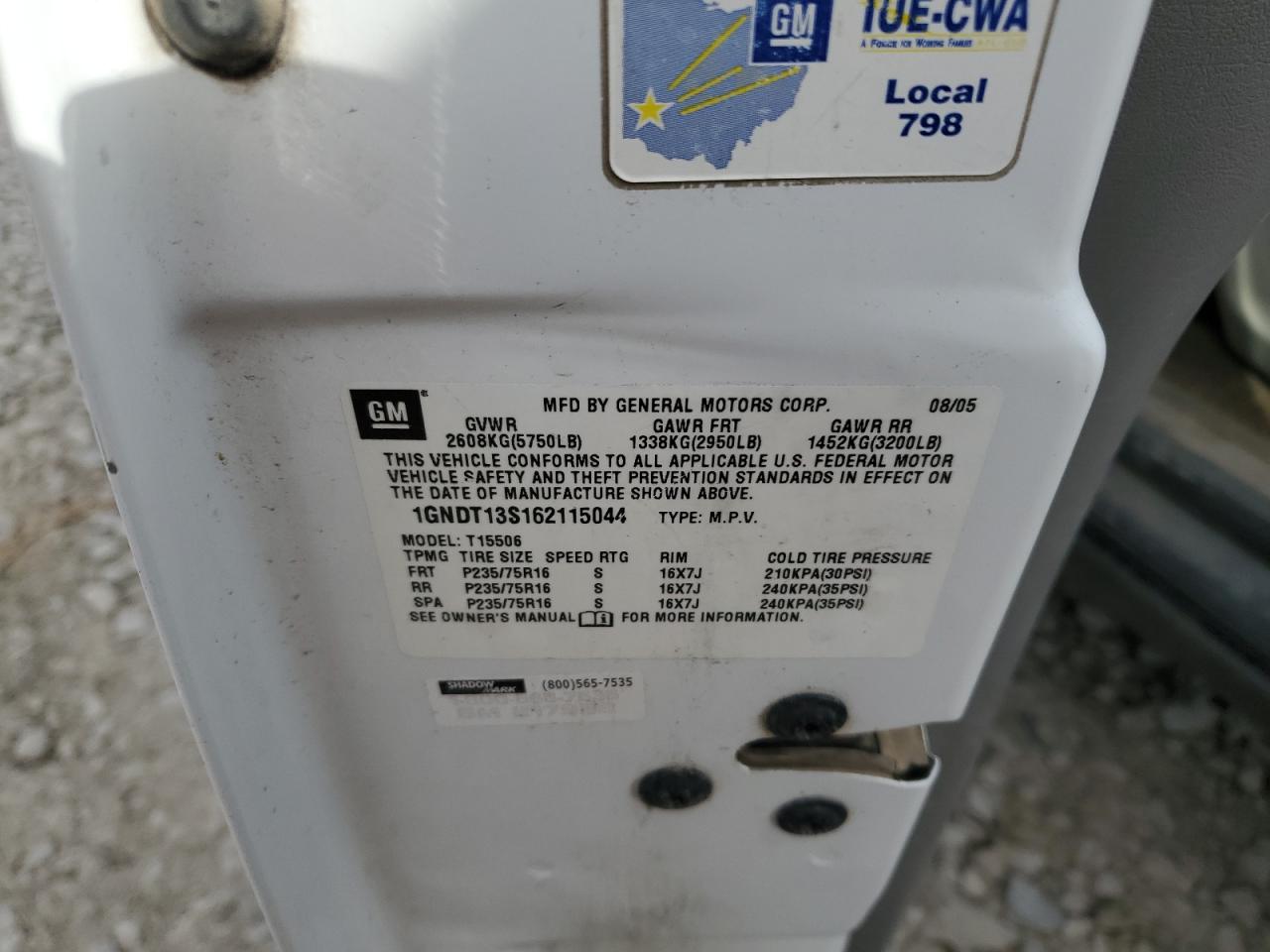 2006 Chevrolet Trailblazer Ls VIN: 1GNDT13S162115044 Lot: 44577664