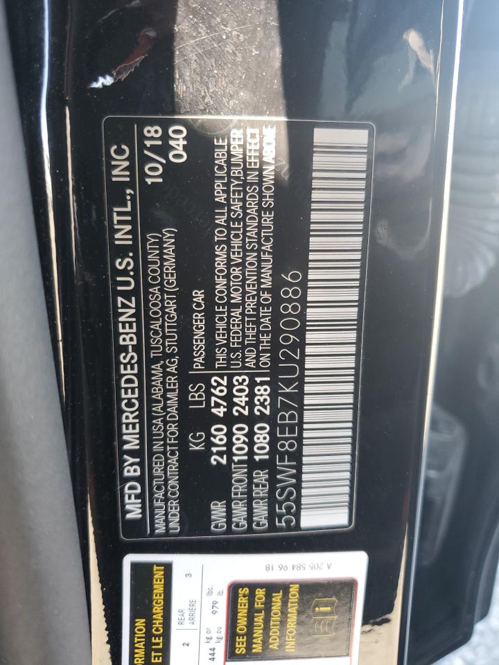 55SWF8EB7KU290886 2019 Mercedes-Benz C 300 4Matic