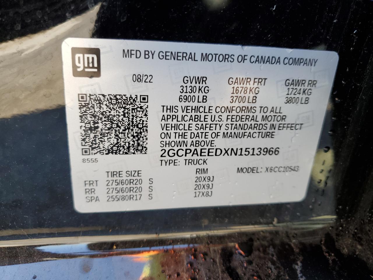 2022 Chevrolet Silverado C1500 Ltz VIN: 2GCPAEEDXN1513966 Lot: 48571364