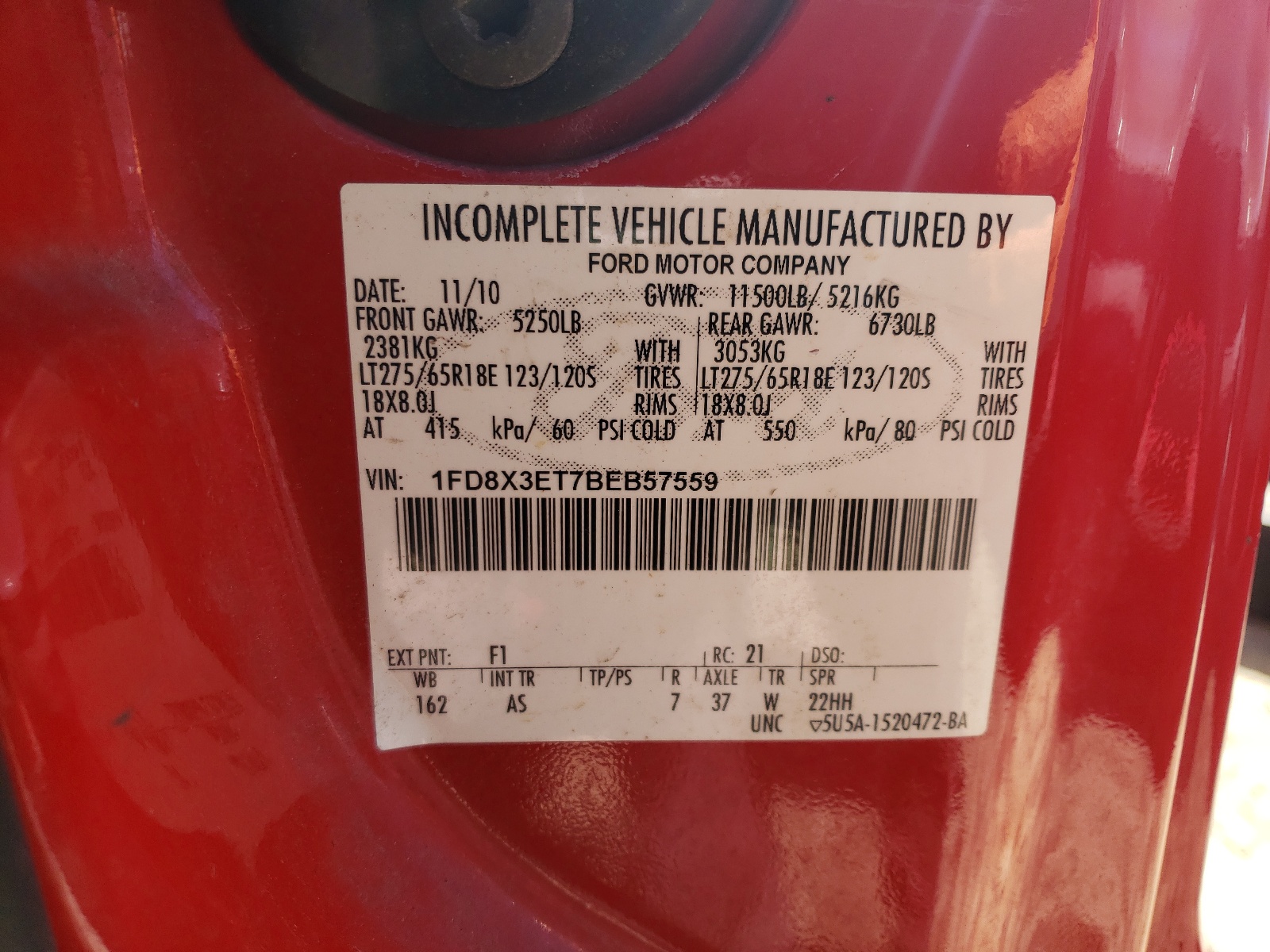 1FD8X3ET7BEB57559 2011 Ford F350 Super Duty