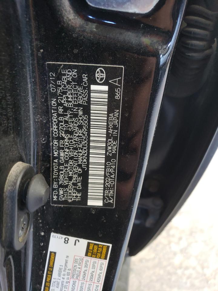 2012 Toyota Prius VIN: JTDKN3DU3C5495505 Lot: 46008994