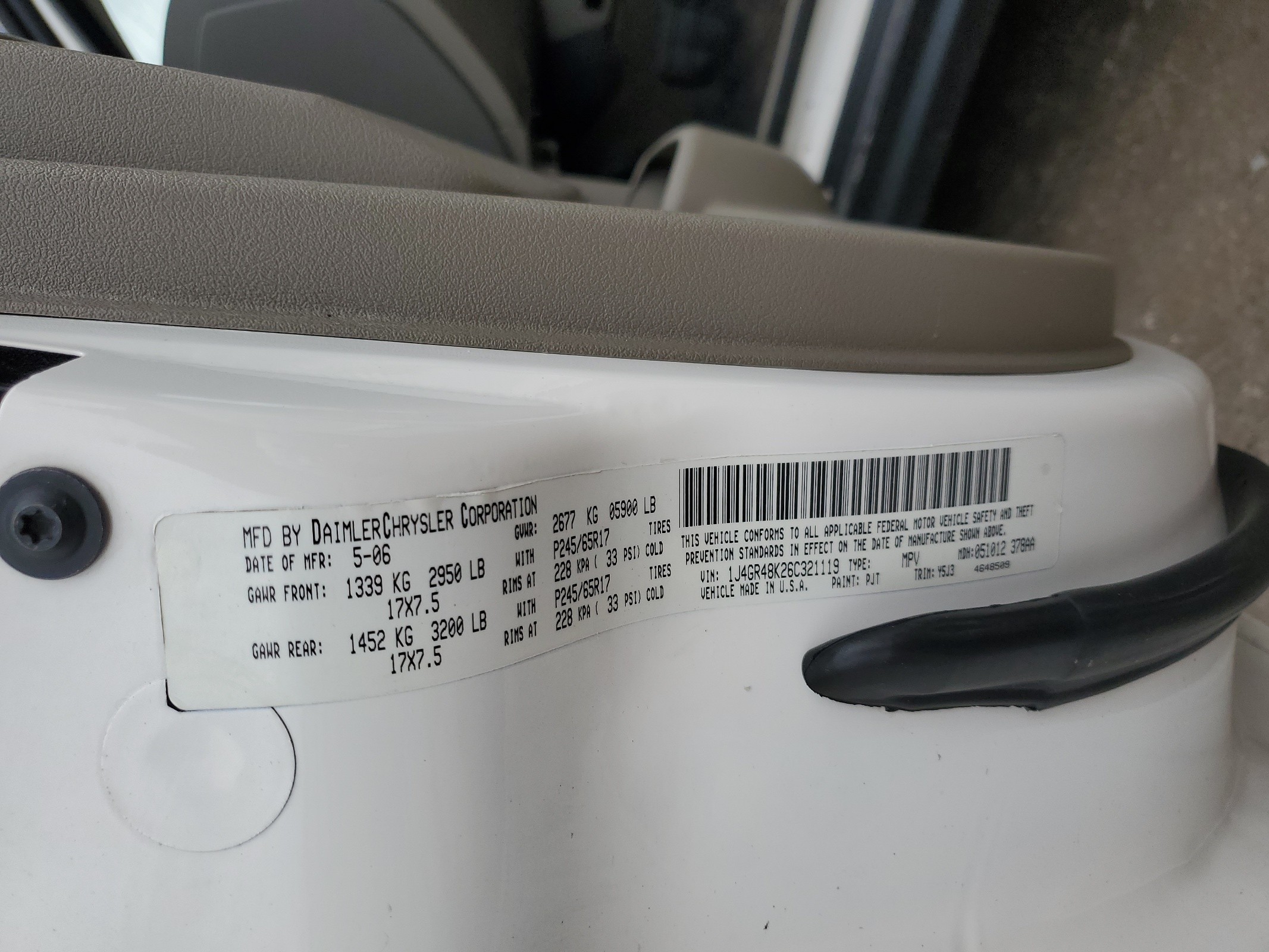 1J4HR58NX5C727278 2005 Jeep Grand Cherokee Limited