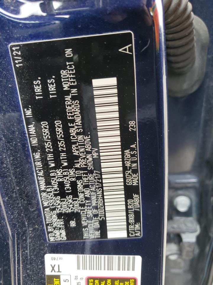 2022 Toyota Highlander Limited VIN: 5TDDZRBH4NS172177 Lot: 48207704