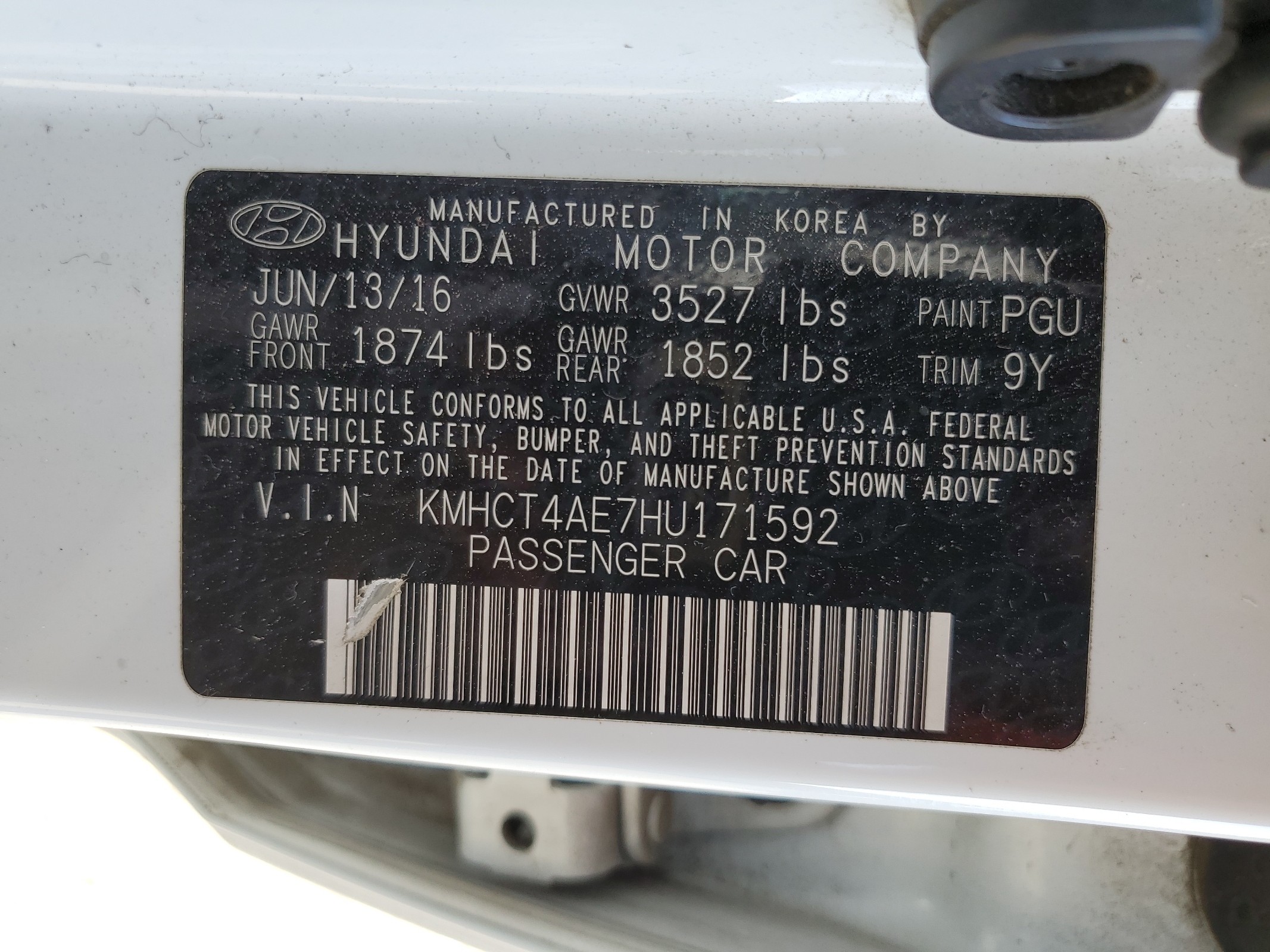 KMHCT4AE7HU171592 2017 Hyundai Accent Se