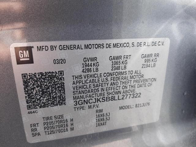 2020 CHEVROLET TRAX LS 3GNCJKSB8LL277322  45280444