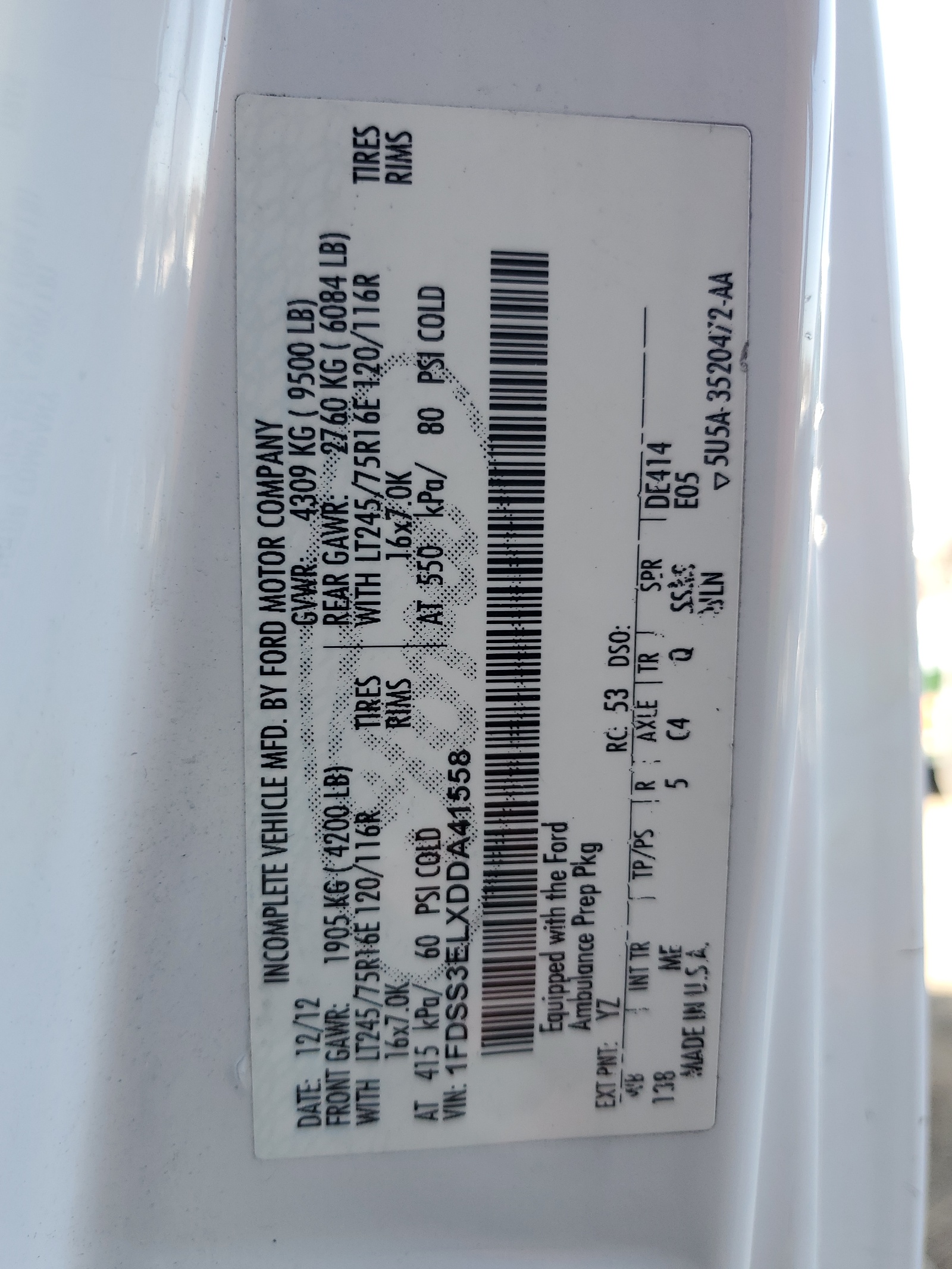 1FDSS3ELXDDA41558 2013 Ford Econoline E350 Super Duty Van