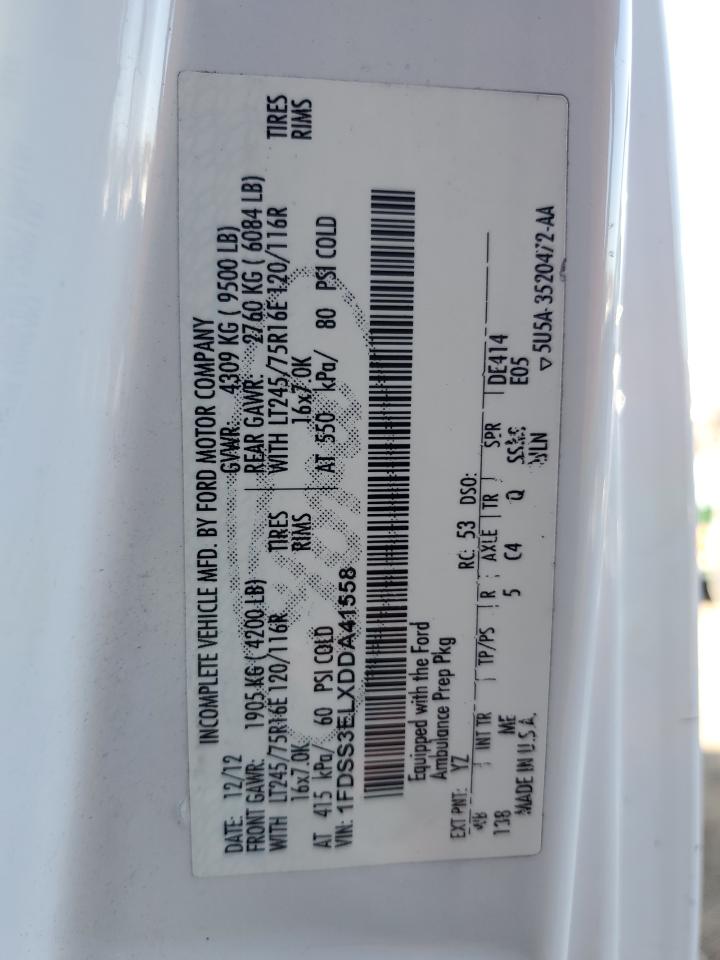 2013 Ford Econoline E350 Super Duty Van VIN: 1FDSS3ELXDDA41558 Lot: 47920554