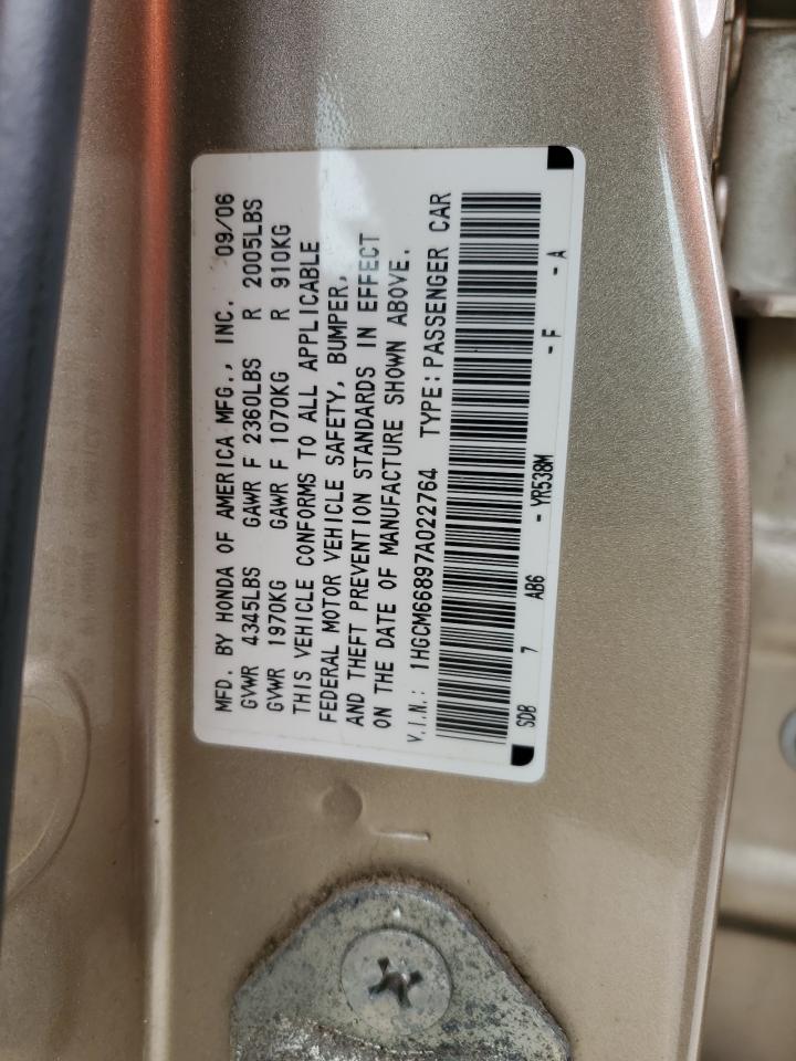 1HGCM66897A022764 2007 Honda Accord Ex