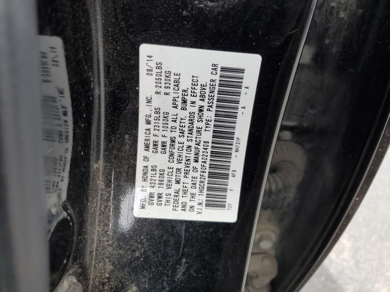 1HGCR2F80FA020409 2015 Honda Accord Exl