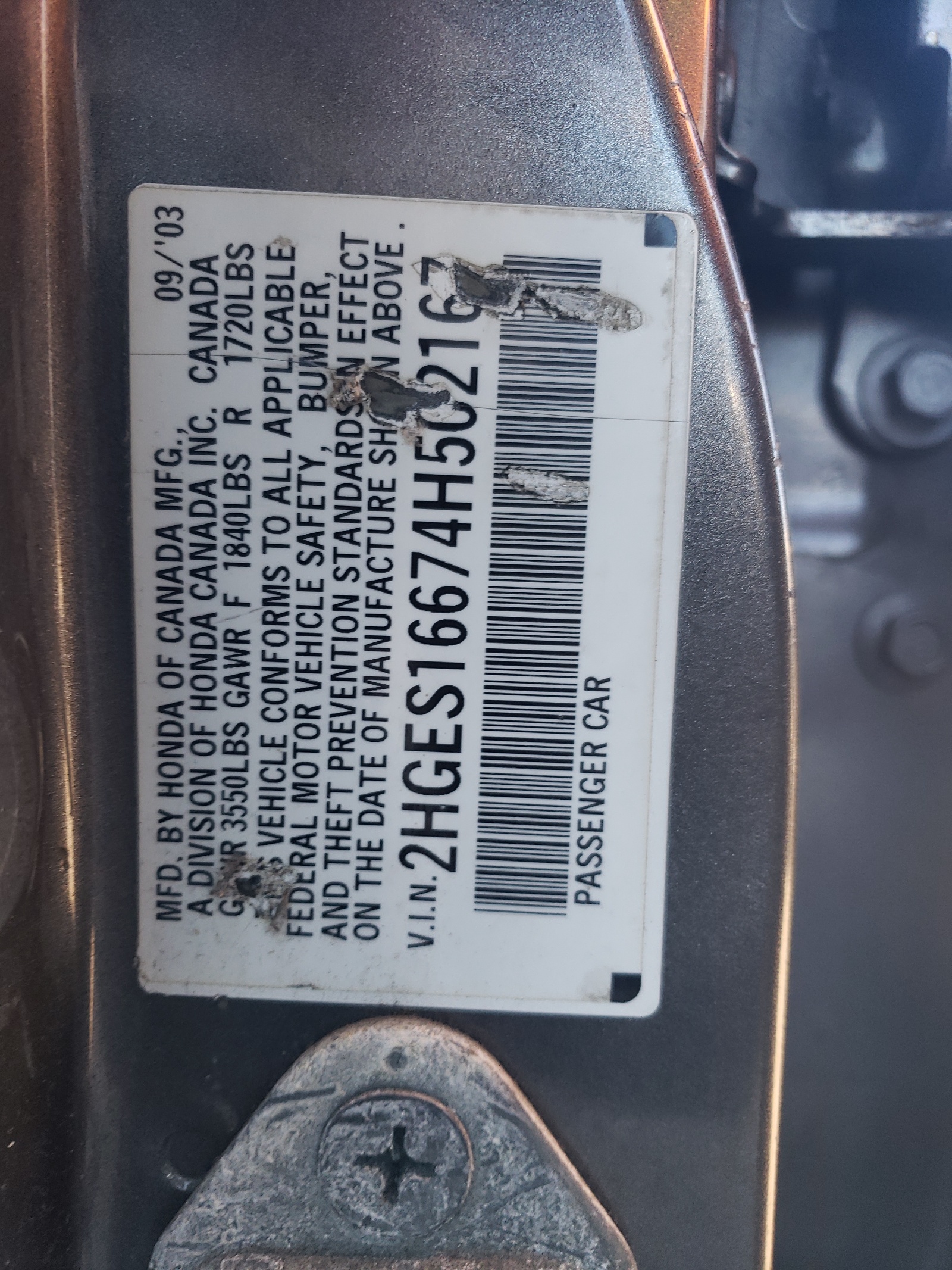 2HGES16674H502167 2004 Honda Civic Lx