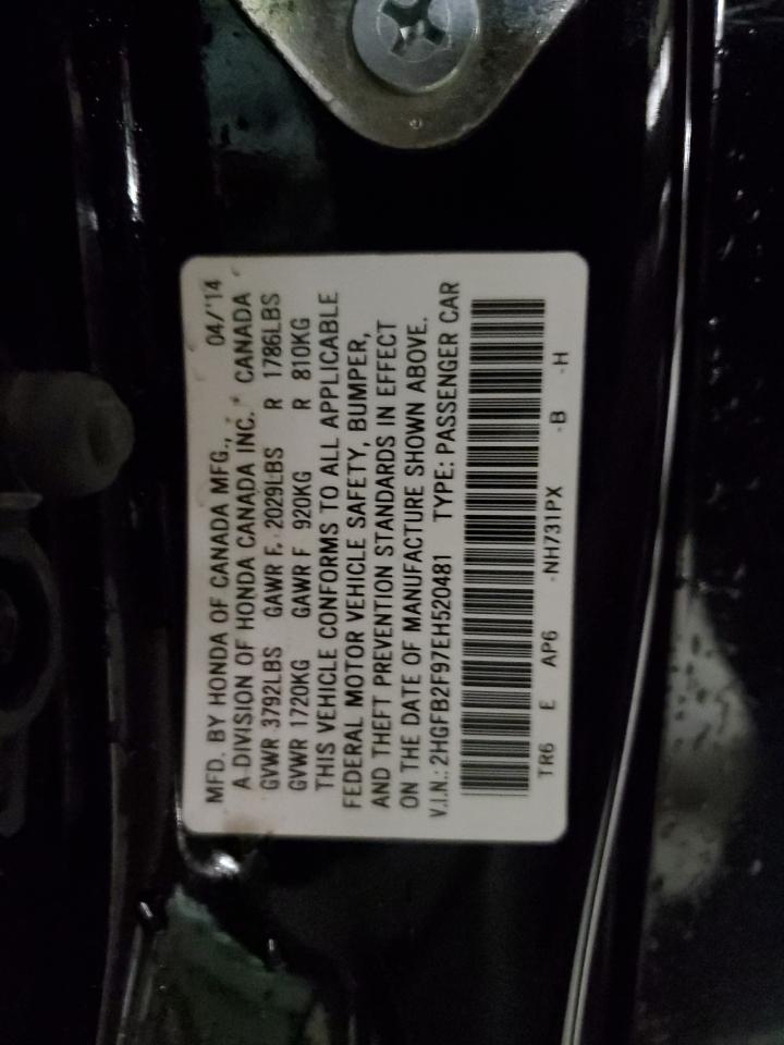 2HGFB2F97EH520481 2014 Honda Civic Exl