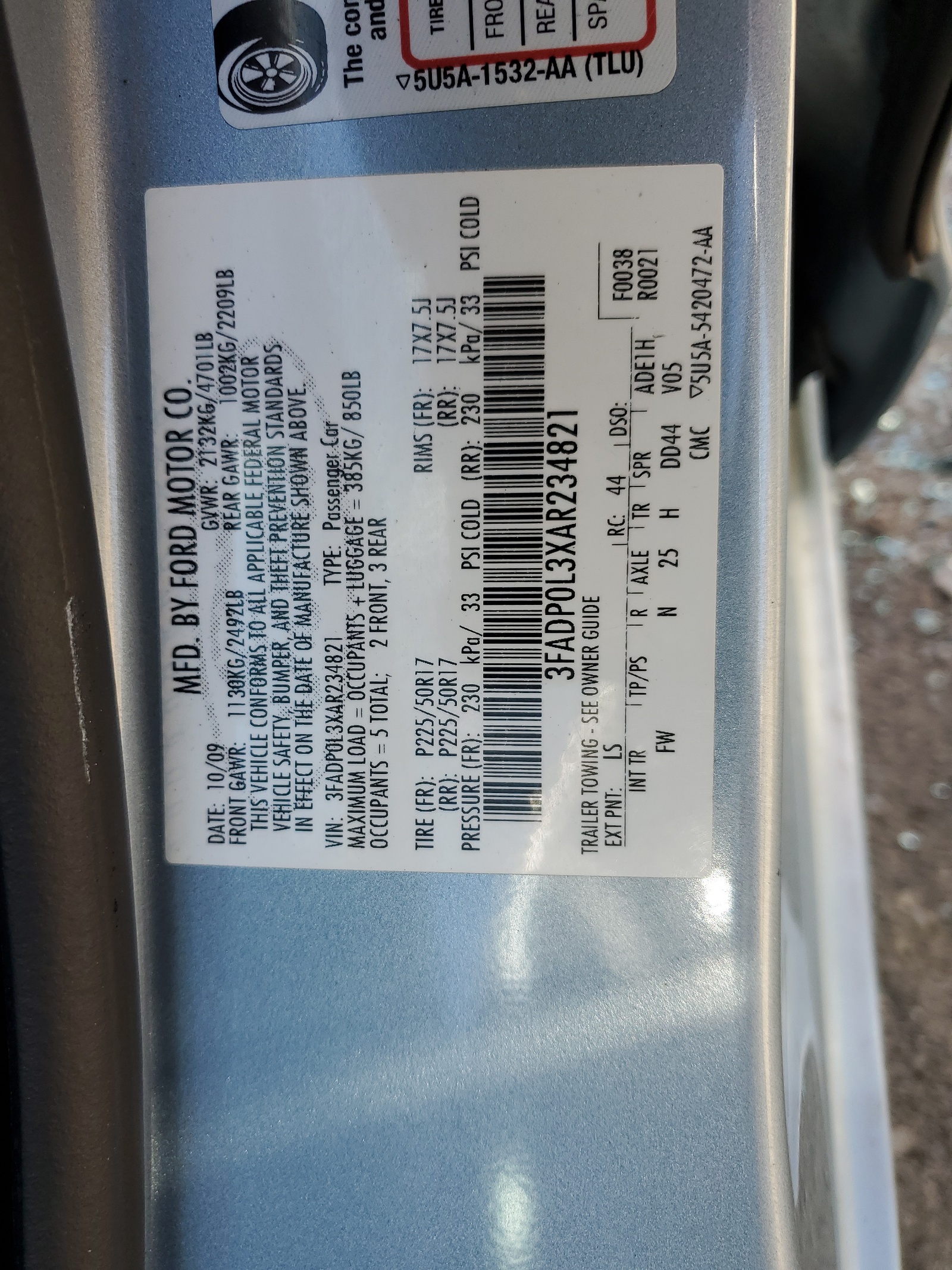 3FADP0L3XAR234821 2010 Ford Fusion Hybrid
