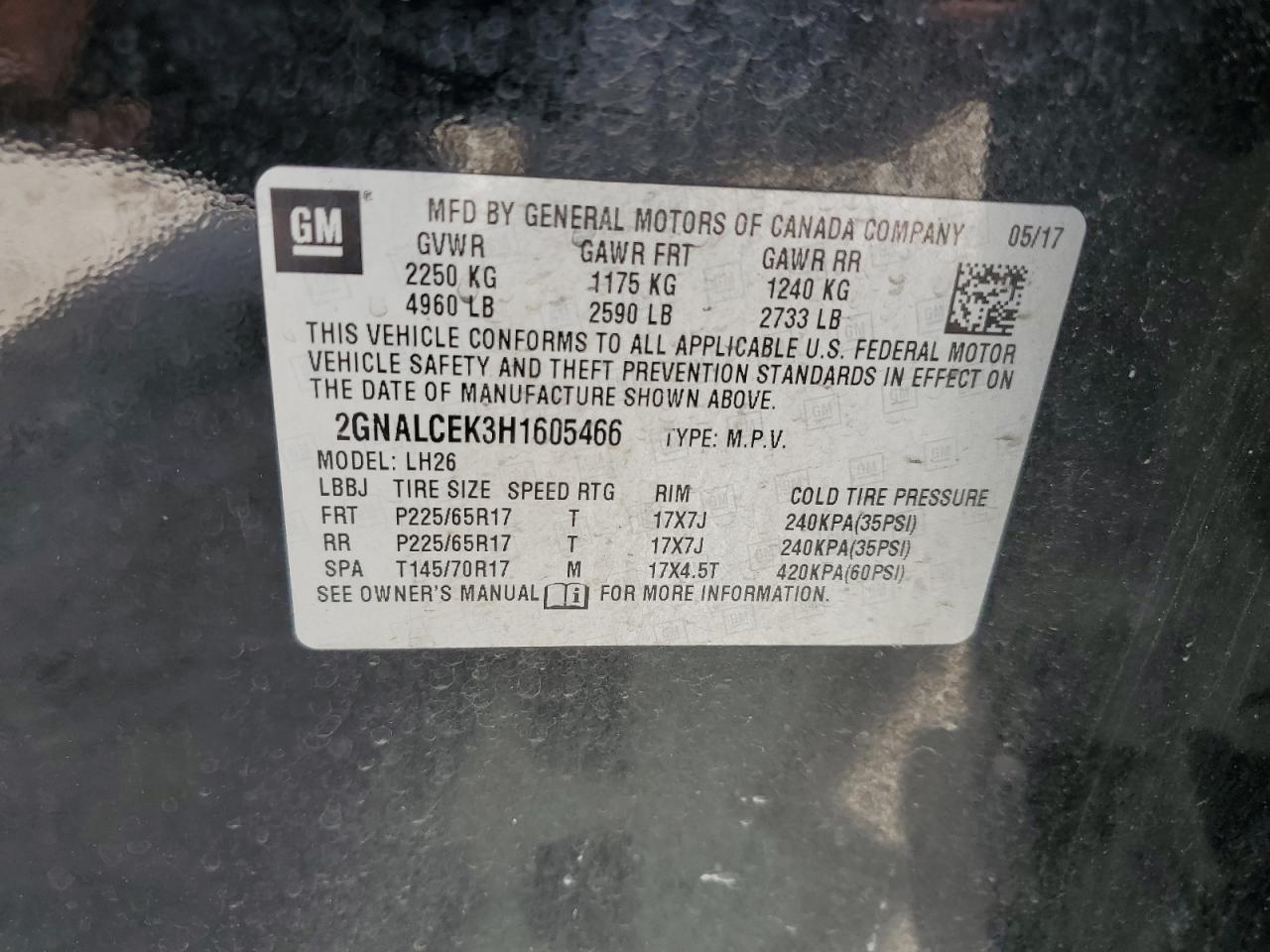 2GNALCEK3H1605466 2017 CHEVROLET EQUINOX - Image 13