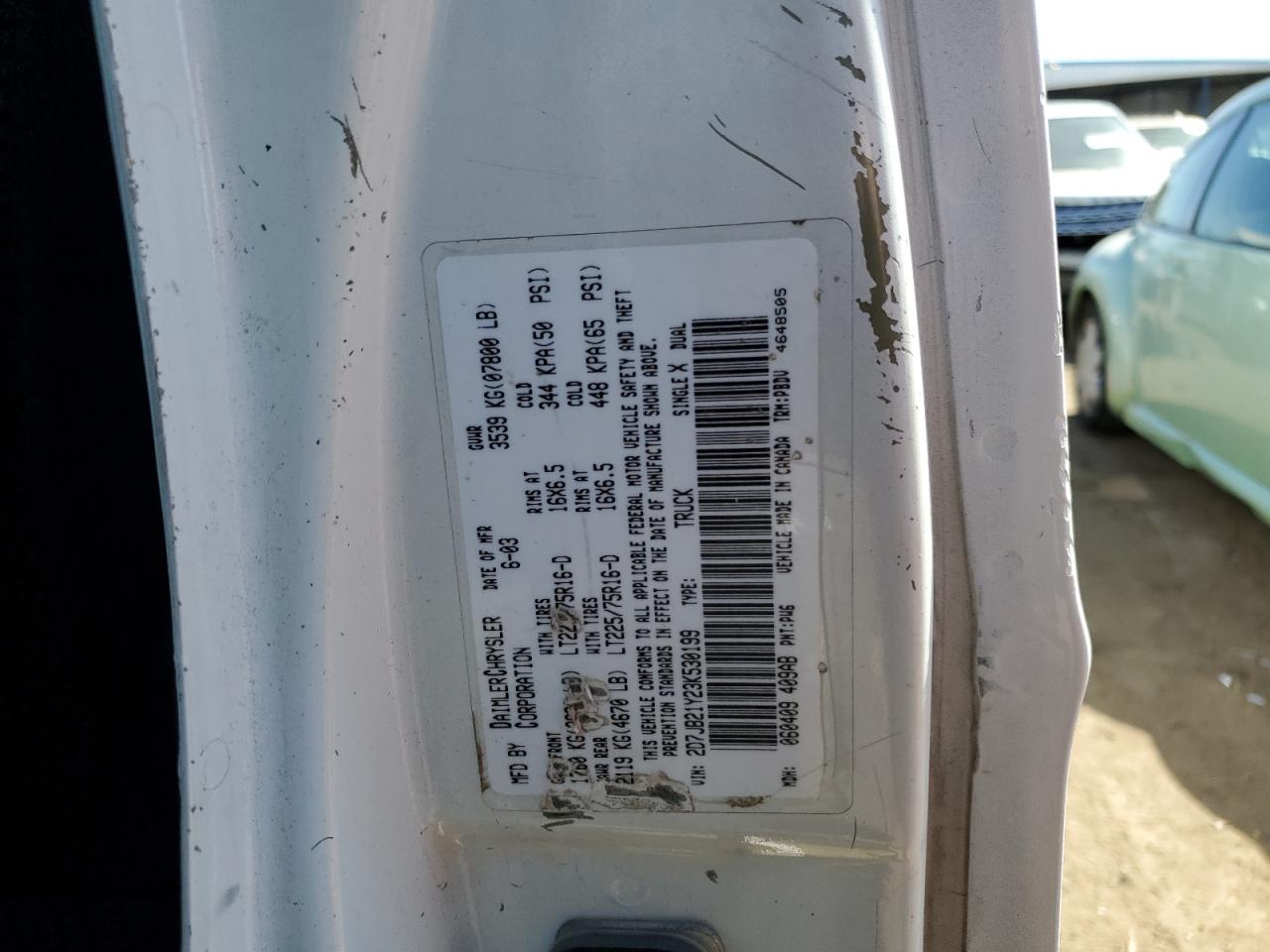 2D7JB21Y23K530199 2003 Dodge Ram Van B2500