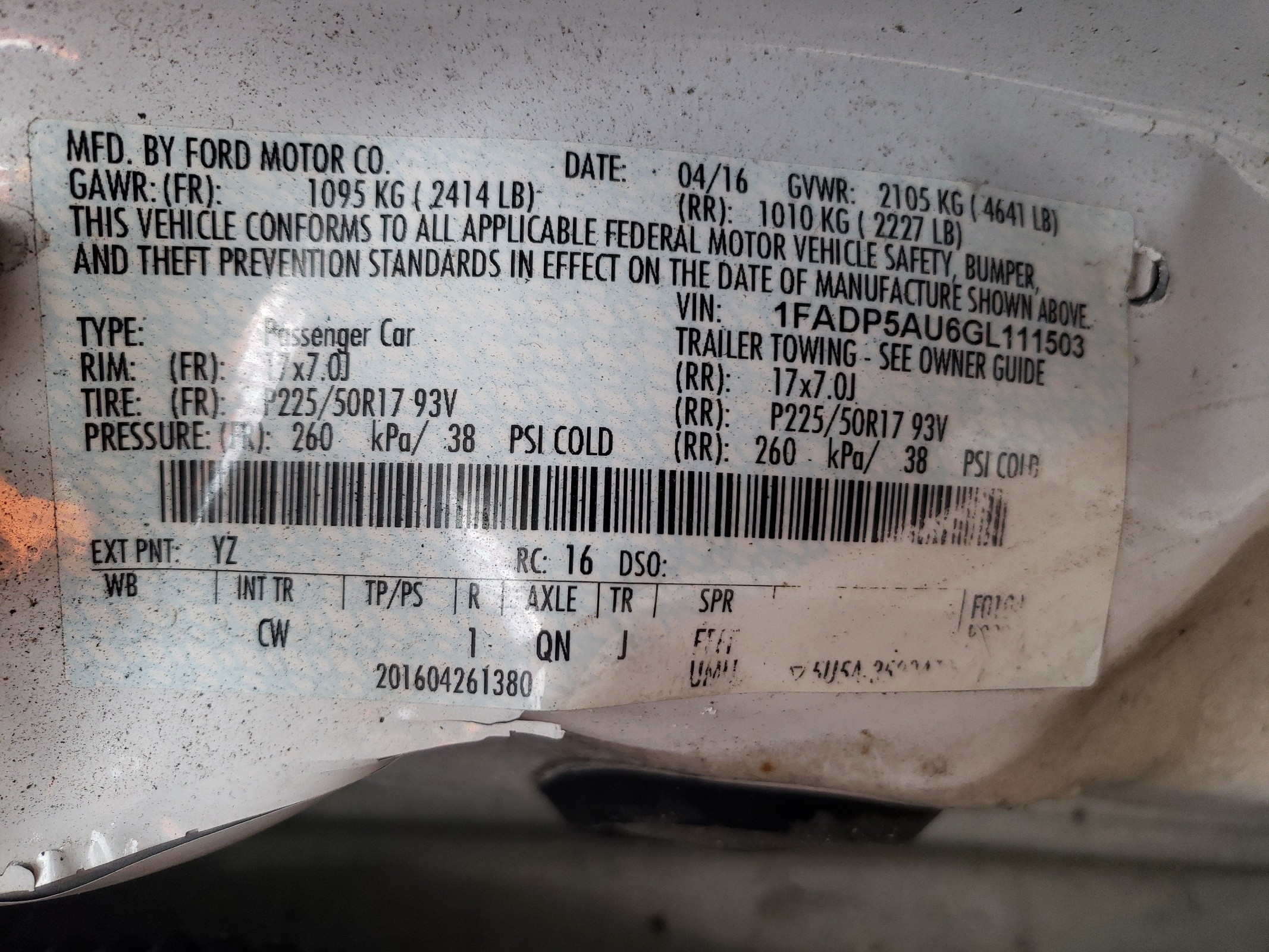 1FADP5AU6GL111503 2016 Ford C-Max Se