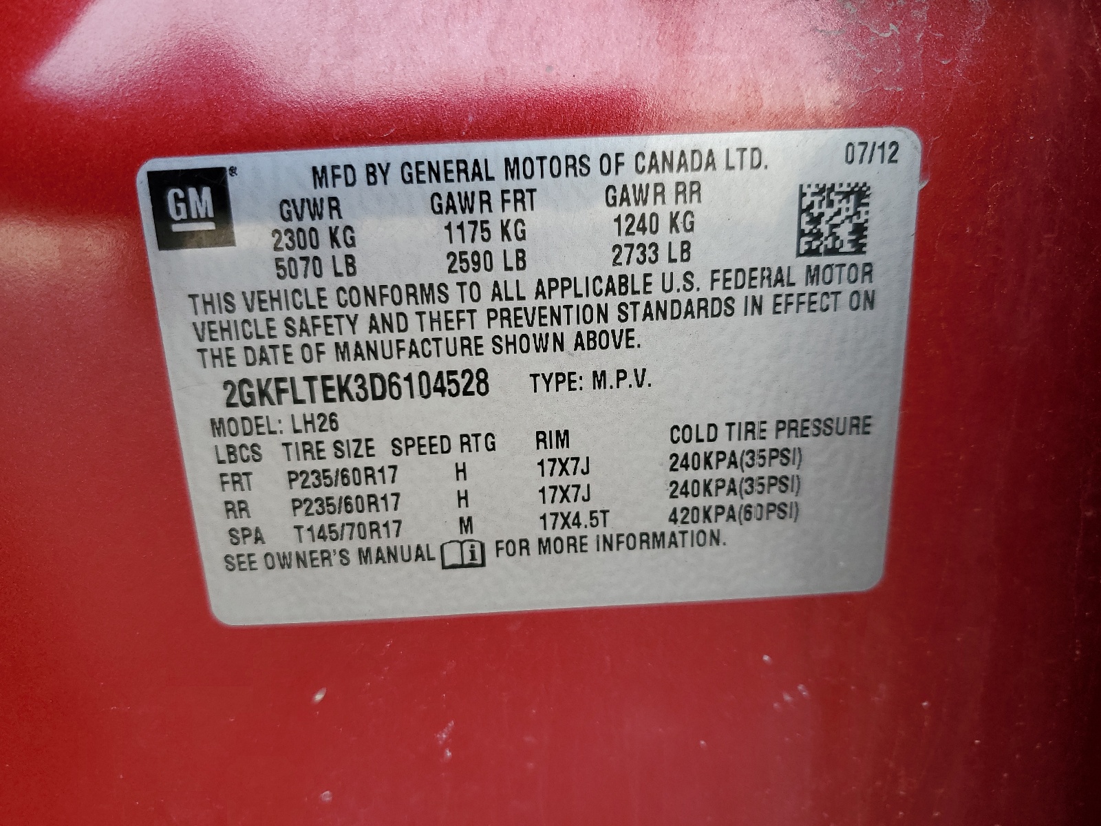 2GKFLTEK3D6104528 2013 GMC Terrain Sle