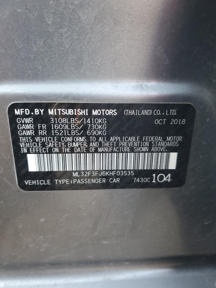 2019 Mitsubishi Mirage G4 Es VIN: ML32F3FJ6KHF03535 Lot: 47592784