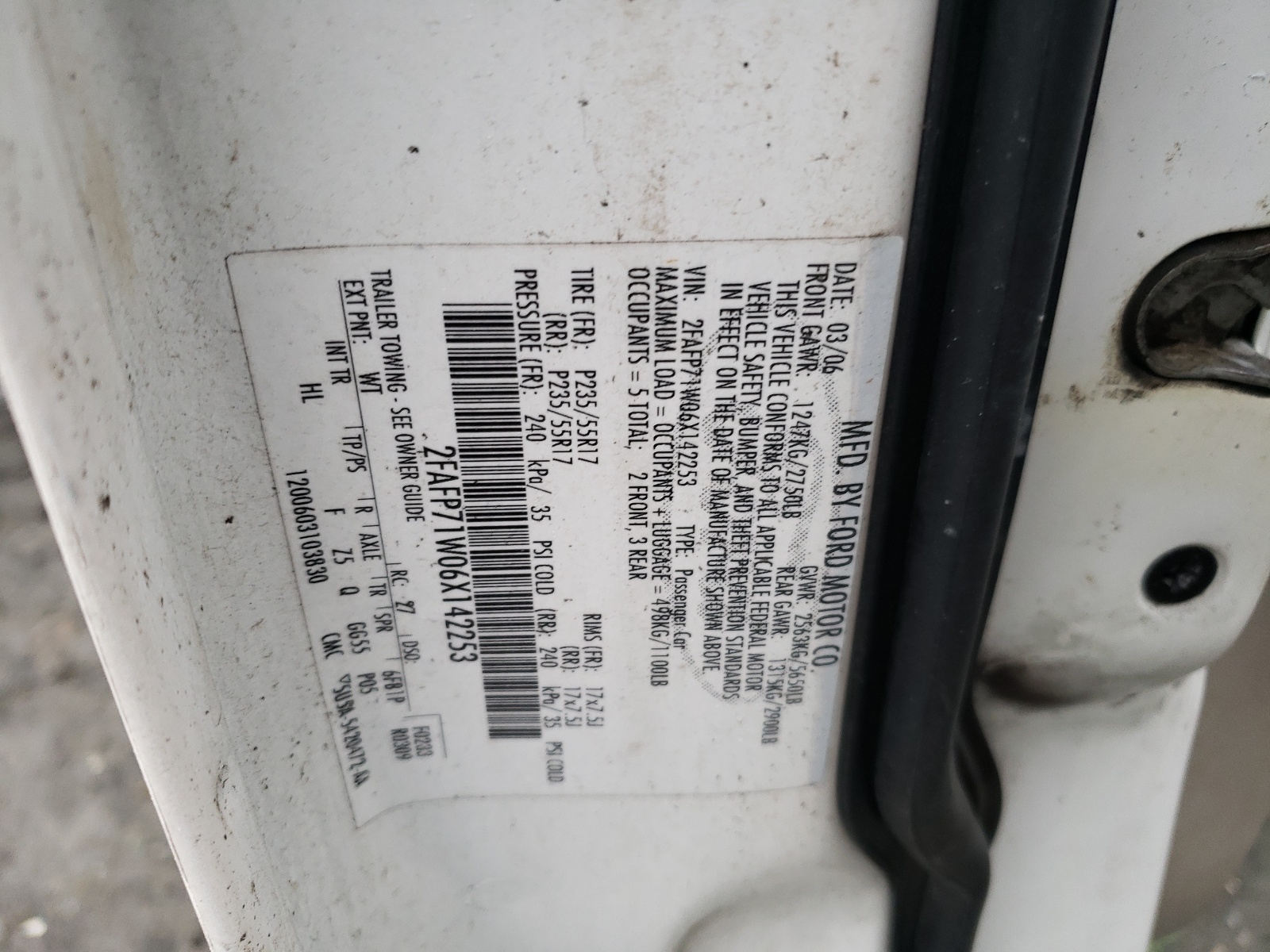 2FAFP71W06X142253 2006 Ford Crown Victoria Police Interceptor