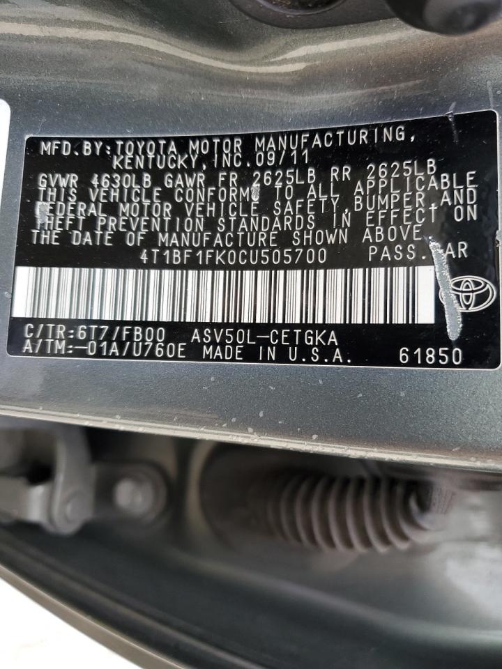 4T1BF1FK0CU505700 2012 Toyota Camry Base