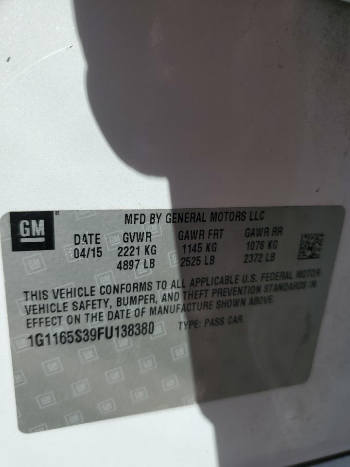 2015 Chevrolet Impala Ltz VIN: 1G1165S39FU138380 Lot: 47733234