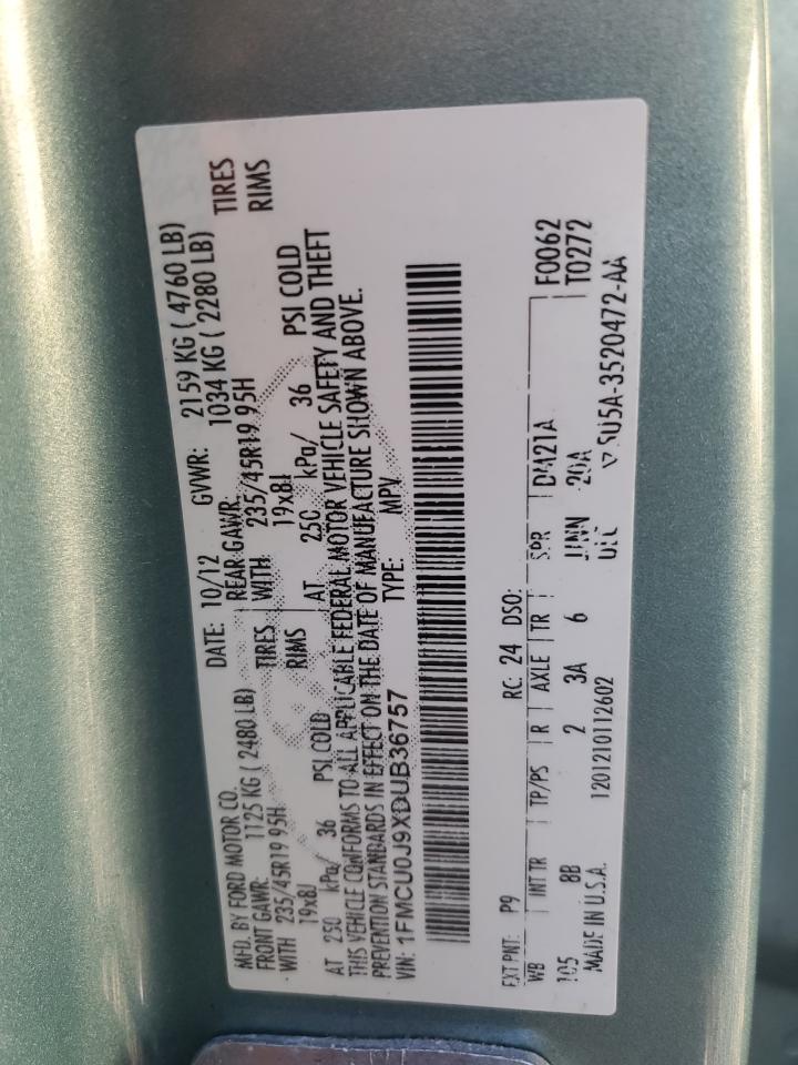 2013 Ford Escape Titanium VIN: 1FMCU0J9XDUB36757 Lot: 46775584