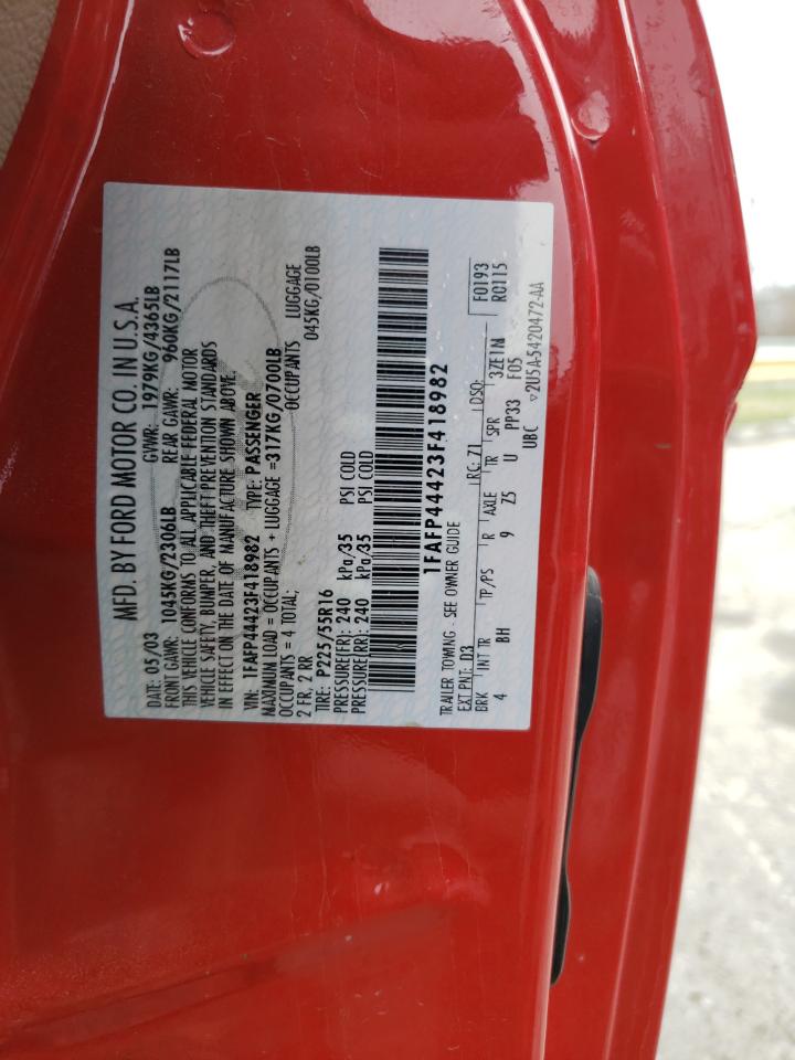 2003 Ford Mustang VIN: 1FAFP44423F418982 Lot: 45174264