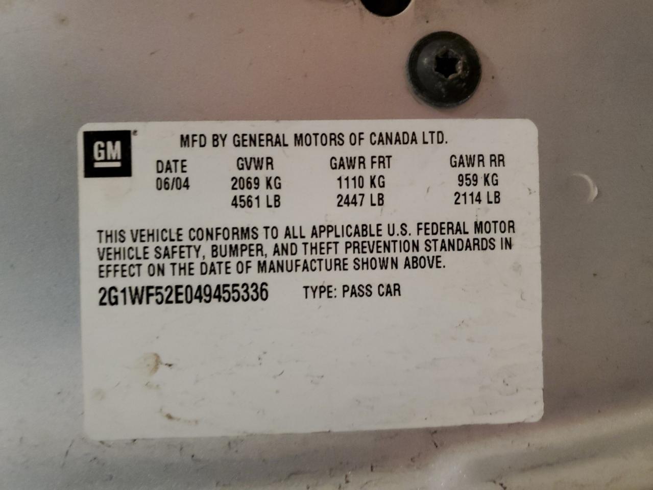 2004 Chevrolet Impala VIN: 2G1WF52E049455336 Lot: 48464124