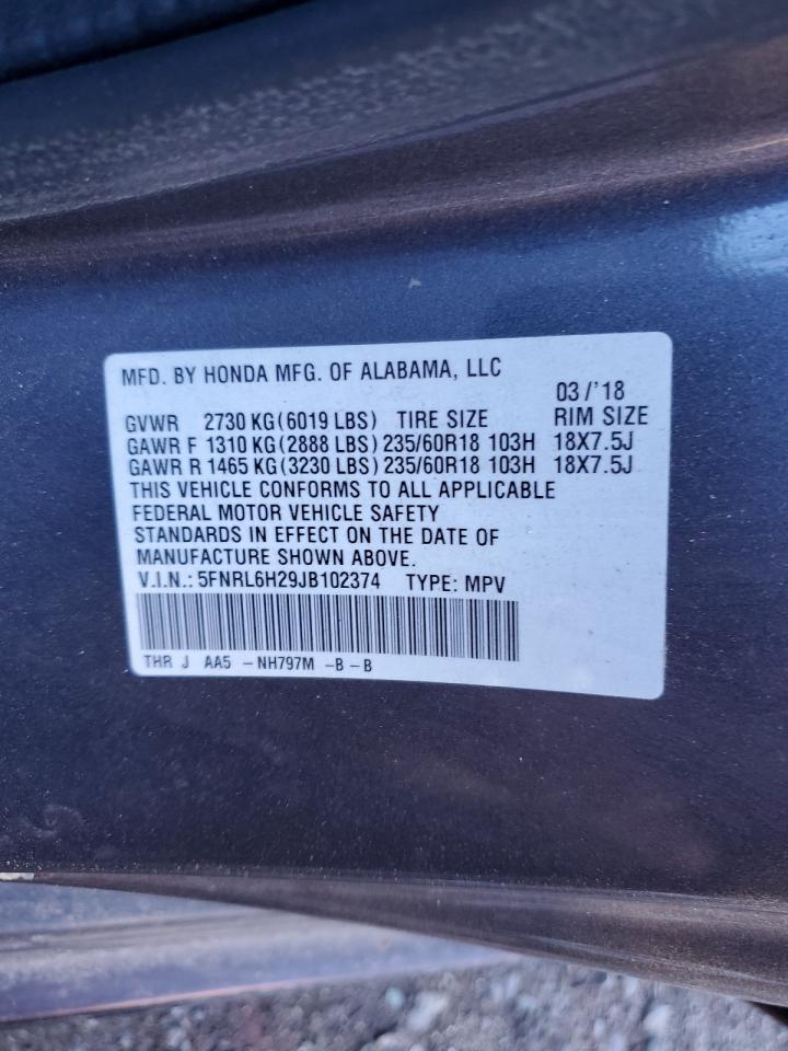 5FNRL6H29JB102374 2018 Honda Odyssey Lx