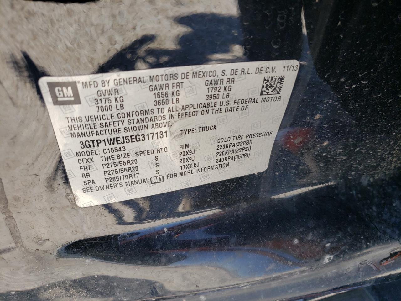 2014 GMC Sierra C1500 Denali VIN: 3GTP1WEJ5EG317131 Lot: 83101524