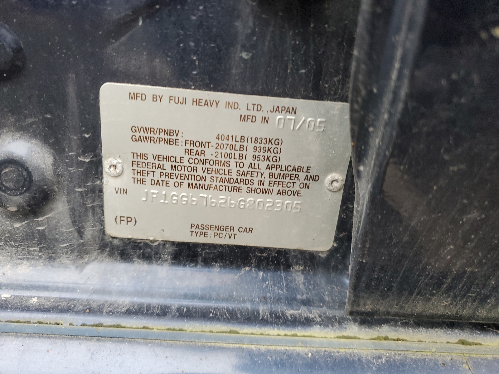 JF1GG67626G802305 2006 Subaru Impreza 2.5I Sports Wagon