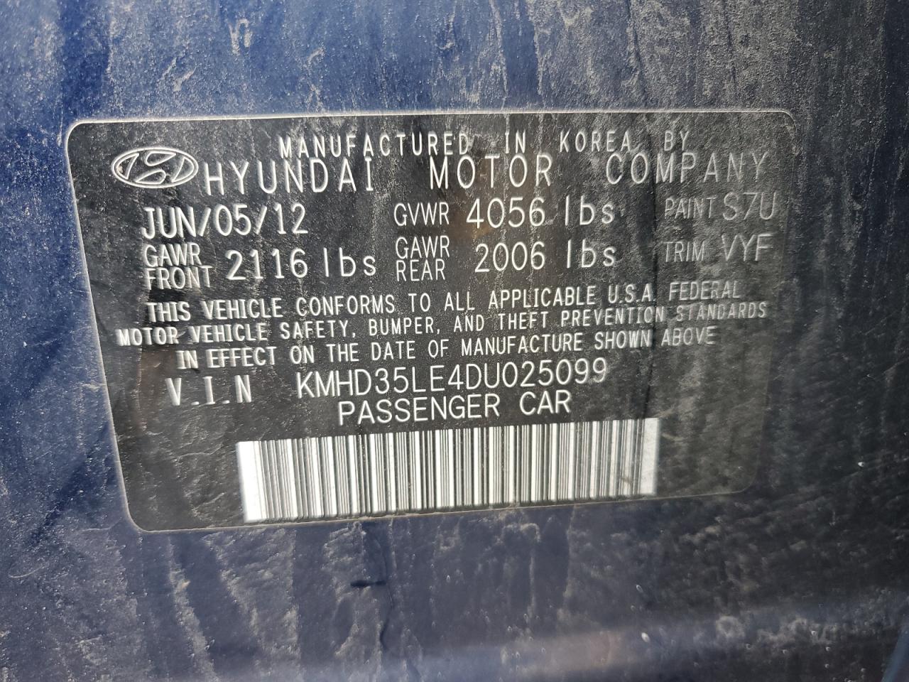 2013 Hyundai Elantra Gt VIN: KMHD35LE4DU025099 Lot: 40324814