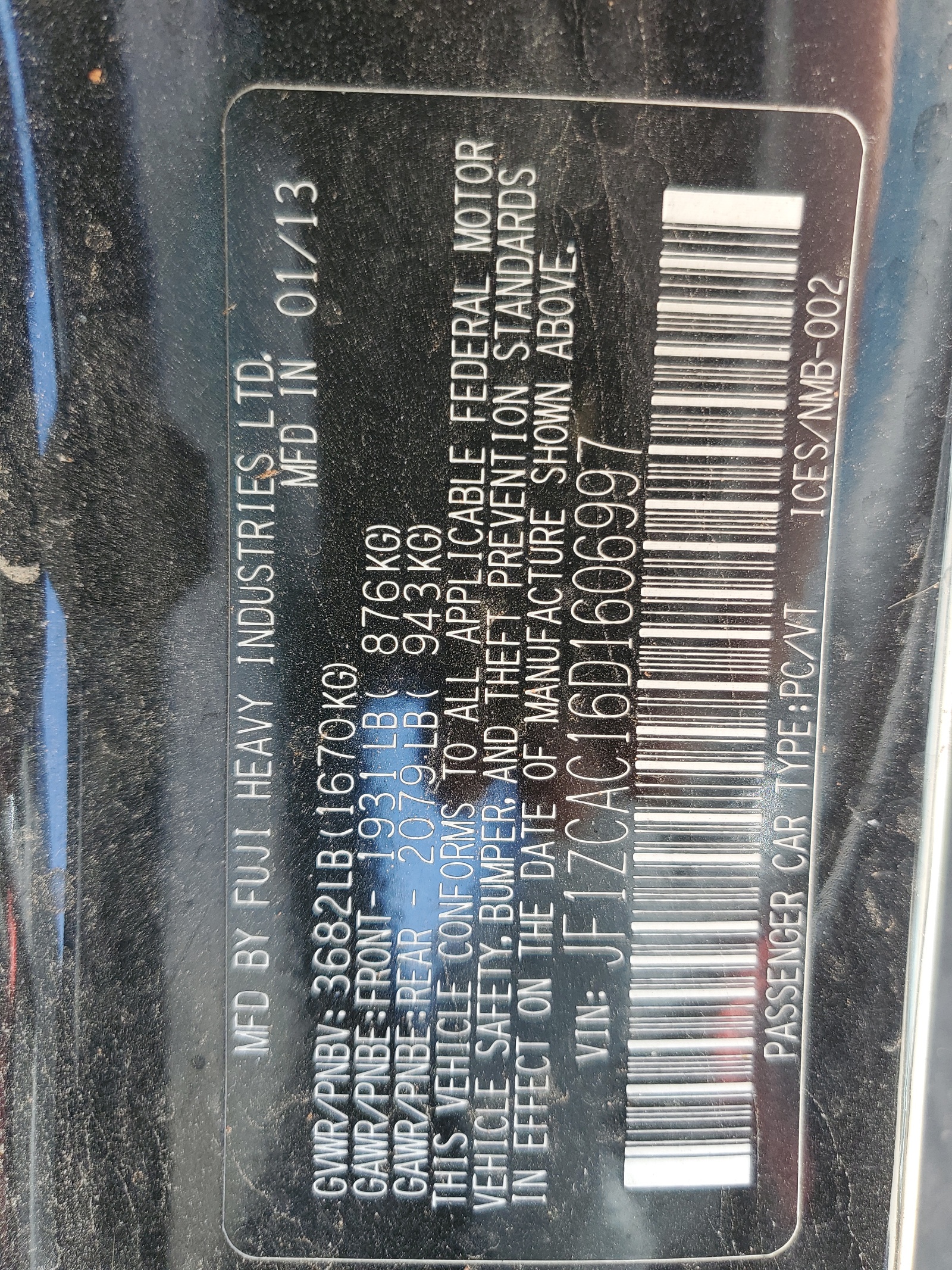 JF1ZCAC16D1606997 2013 Subaru Brz 2.0 Limited