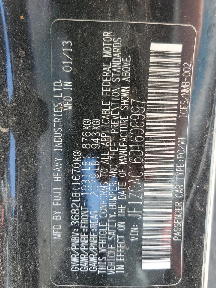 2013 Subaru Brz 2.0 Limited VIN: JF1ZCAC16D1606997 Lot: 45845674