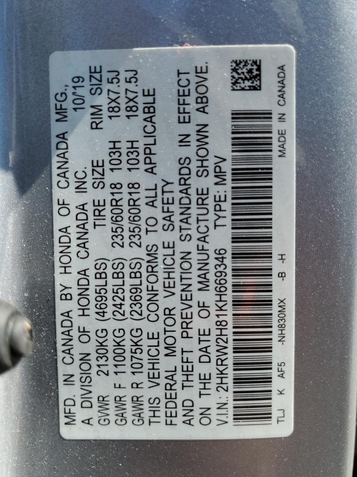 2HKRW2H81KH669346 2019 Honda Cr-V Exl